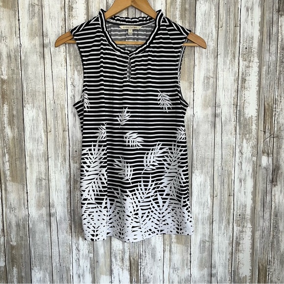 41 Hawthorn Tops - 41 Hawthorn Black & White Stripe Palm Sleeveless Blouse